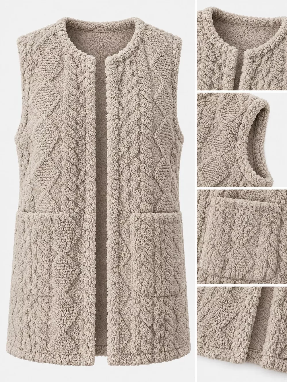 Sherpa Open Front Vest Coat, image 6