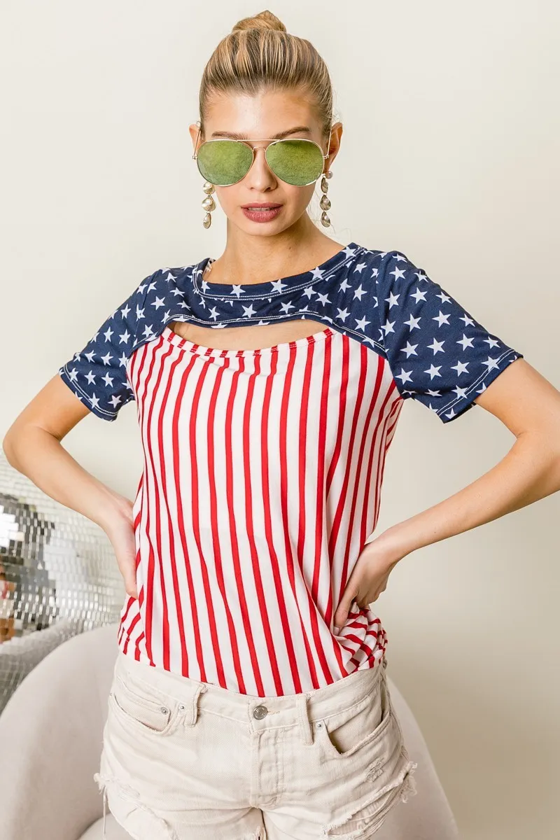 American Flag Theme Front Cut Out Top, image 2
