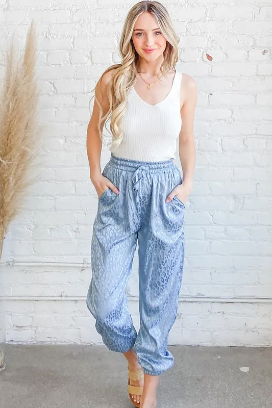 Satin Leopard Print Joggers, image 5