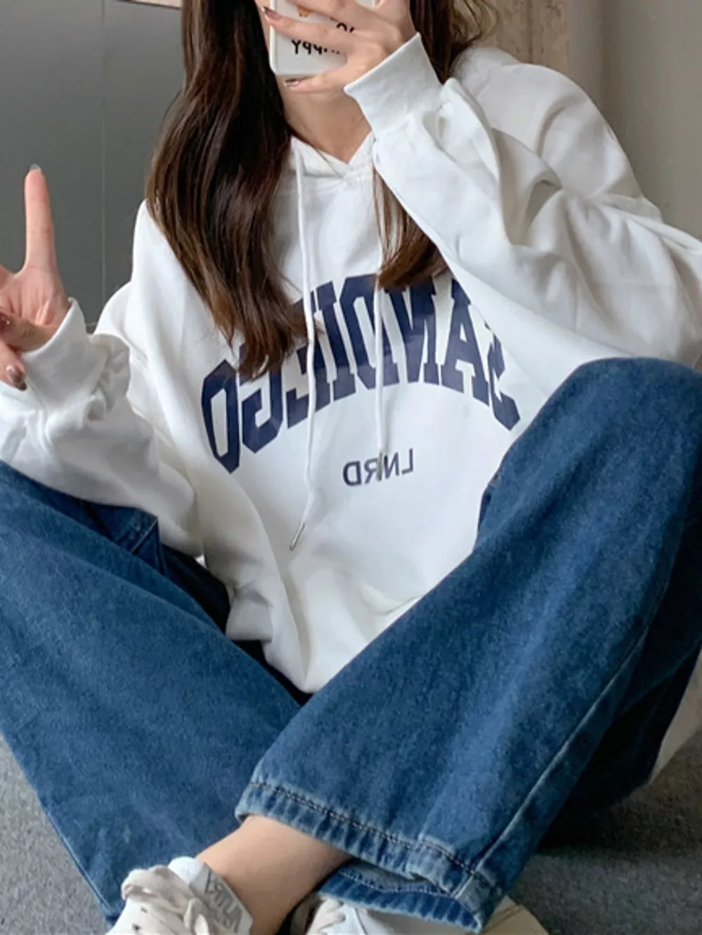 Letter Graphic Long Sleeve Hoodie, image 11