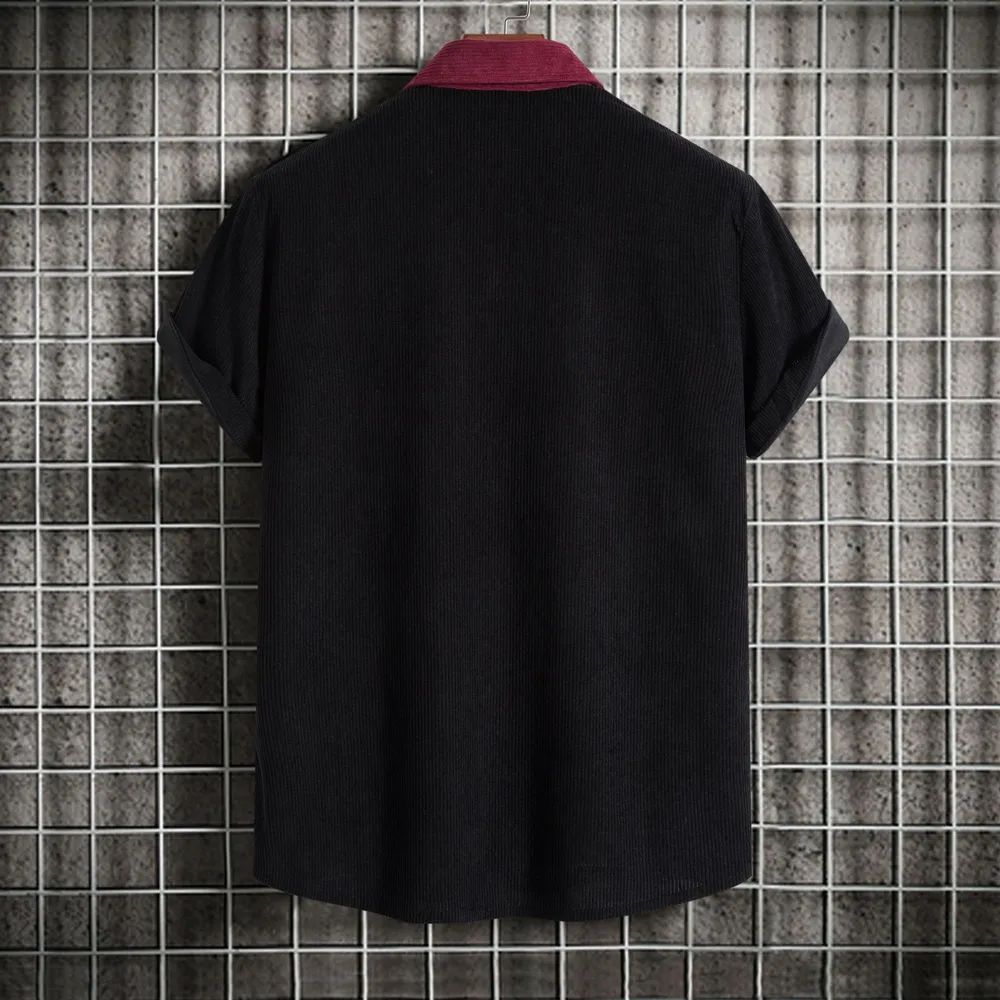 Men's Plus Size Classic Color Block Short Sleeve Shirt, image 7