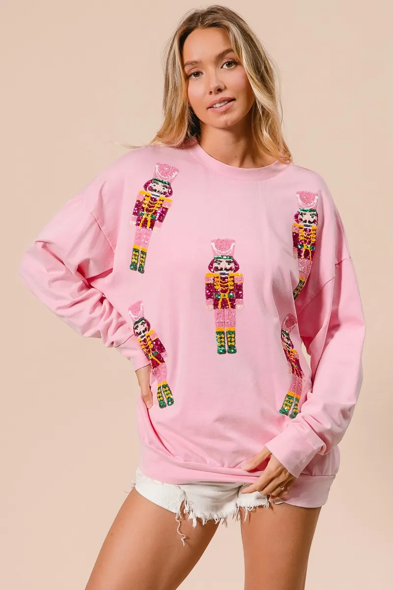 Sequin Nutcrackers Embroidery Christmas Sweatshirt, image 10