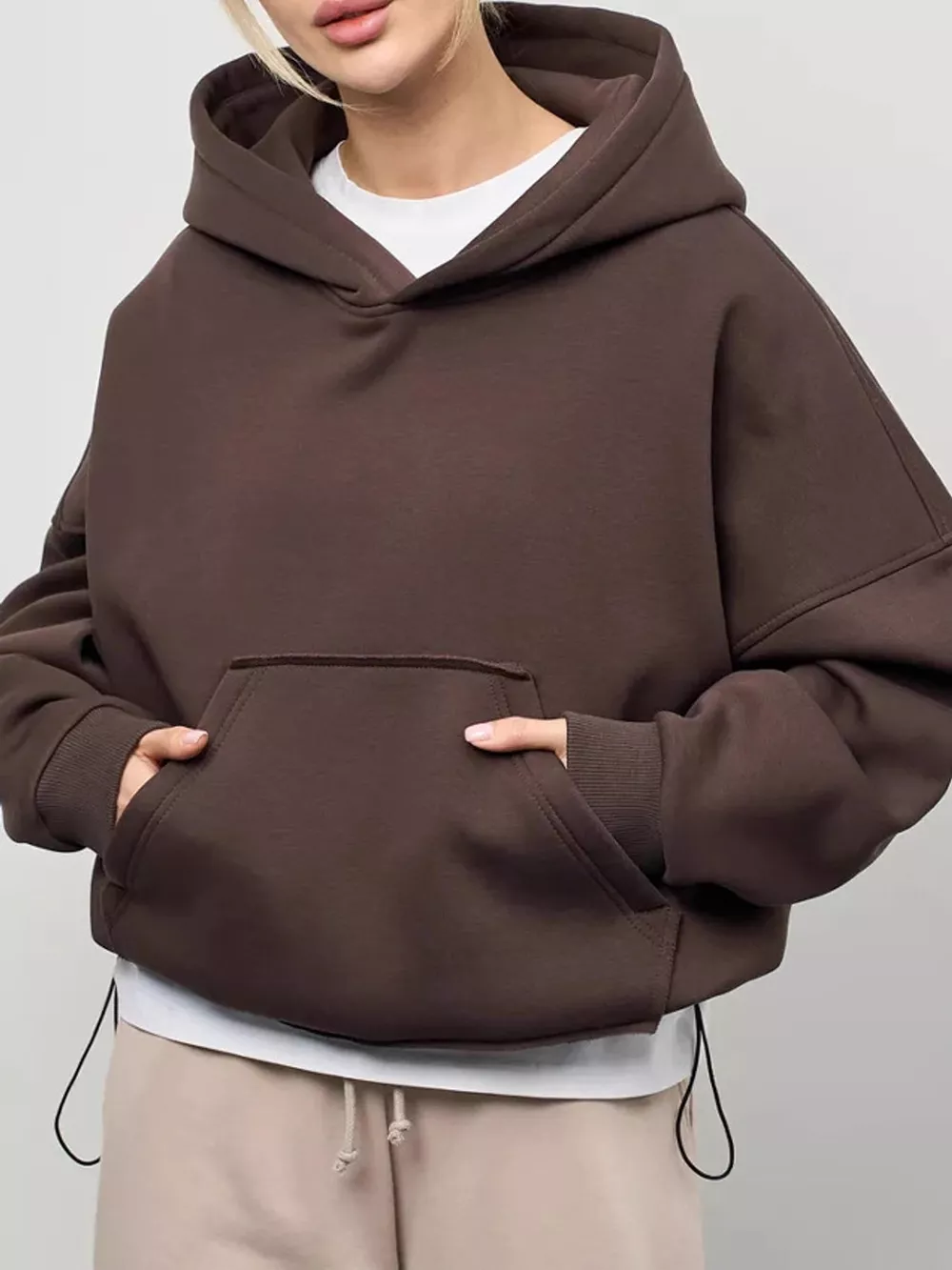 Kangaroo Pocket Dropped Shoulder Hoodie