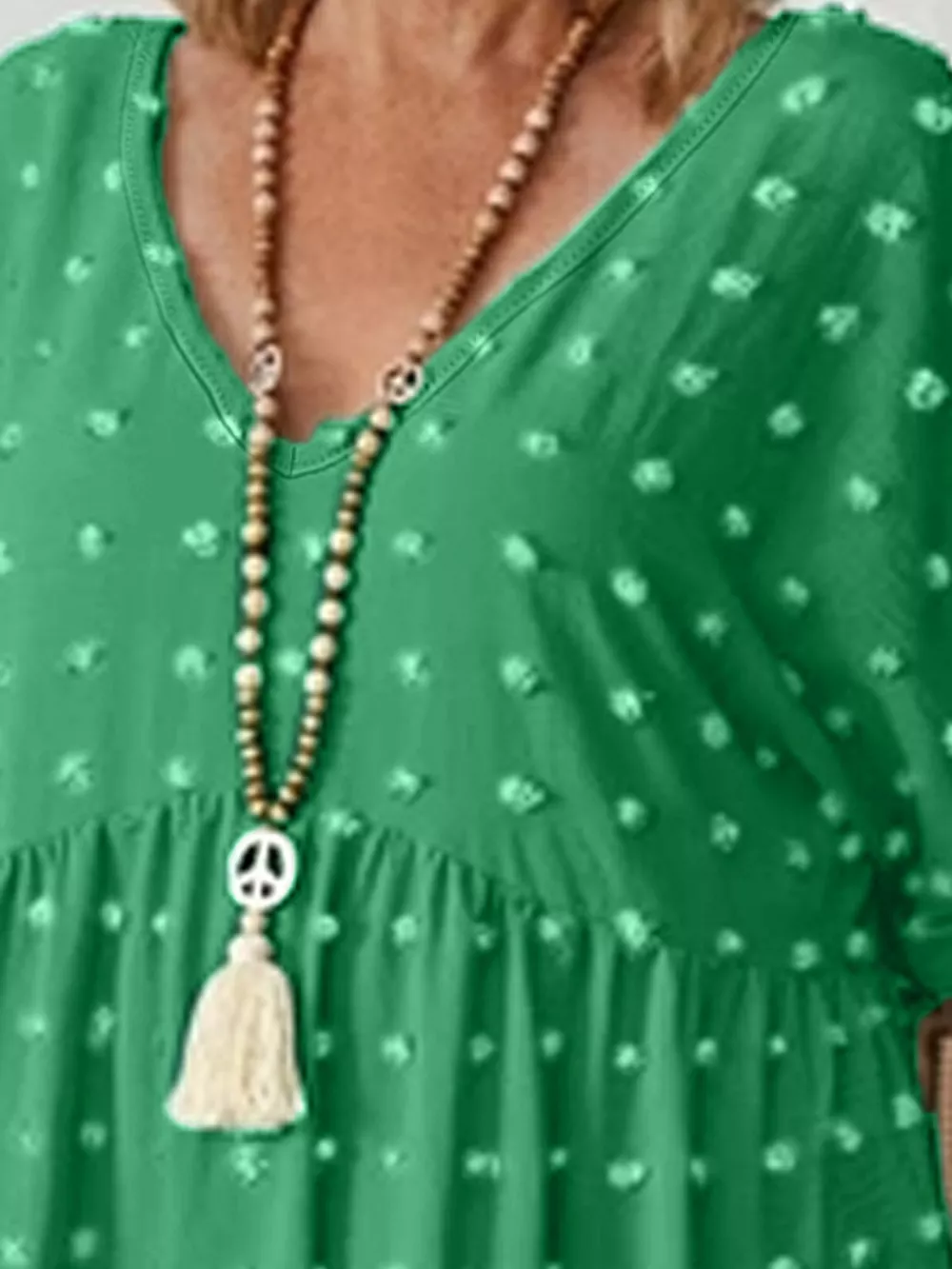 Plus Size Swiss Dot V-Neck Casual Blouse, image 16