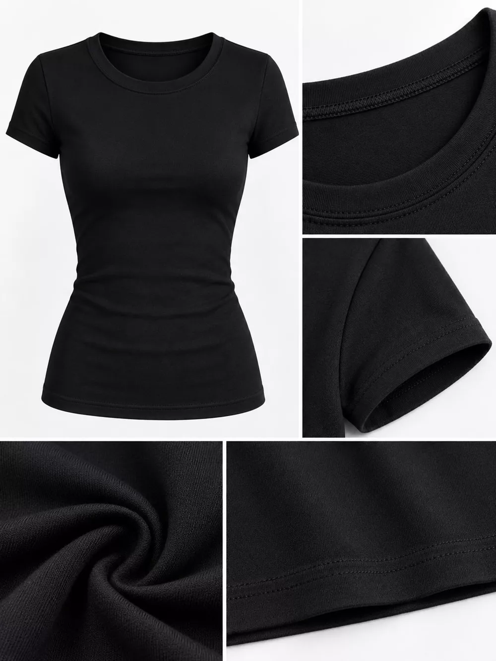Slim-Fit Crew Neck Basic T-Shirt, image 5
