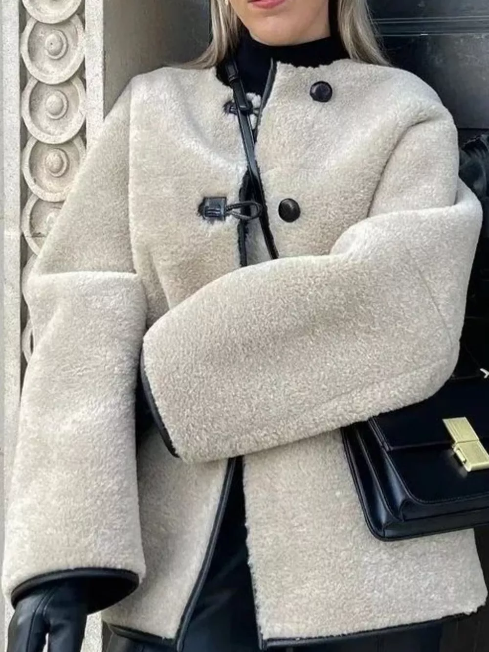 Faux Shearling Toggle Coat
