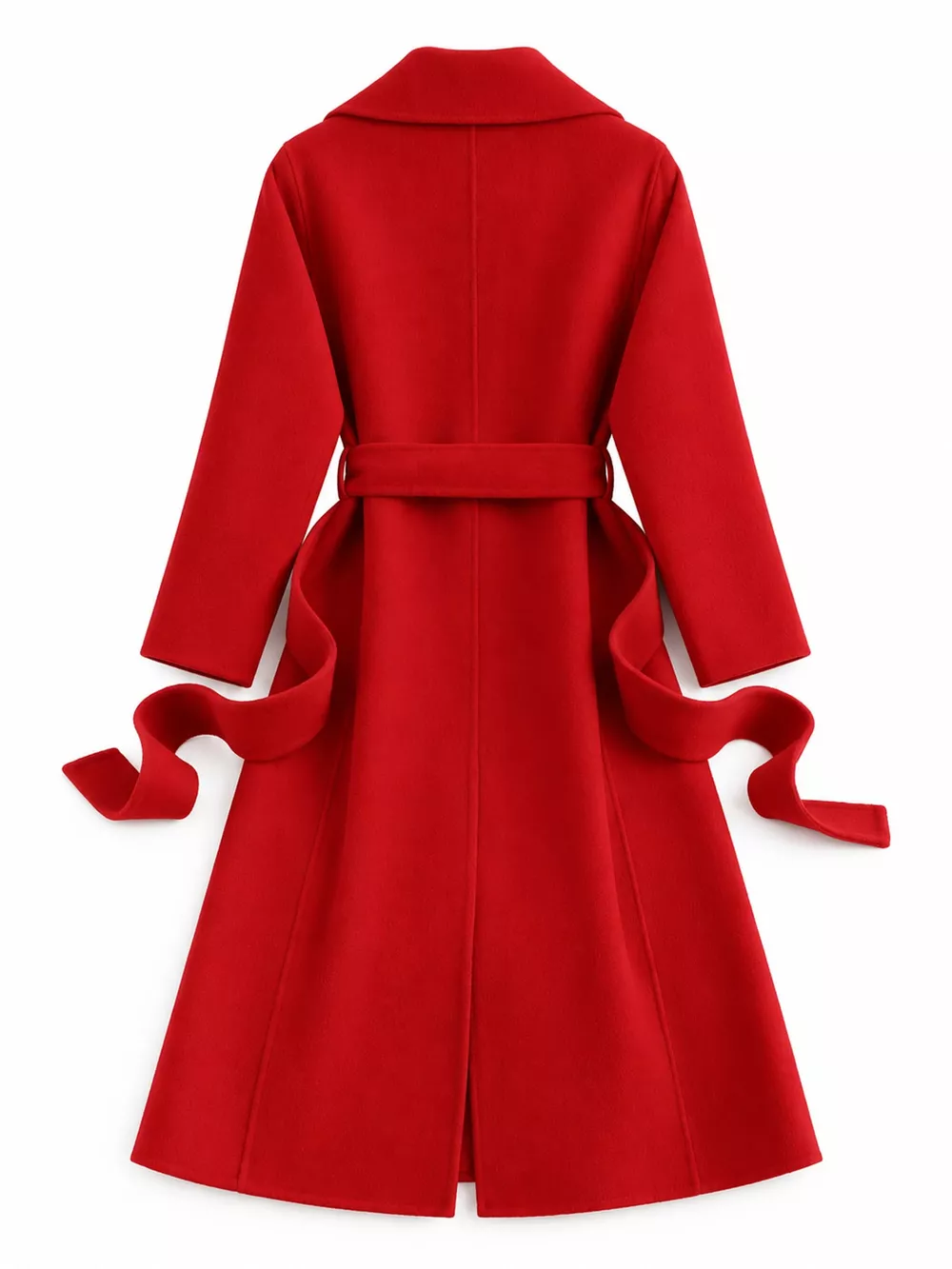Longline Wool Coat with Waist-Defining Belt, image 17