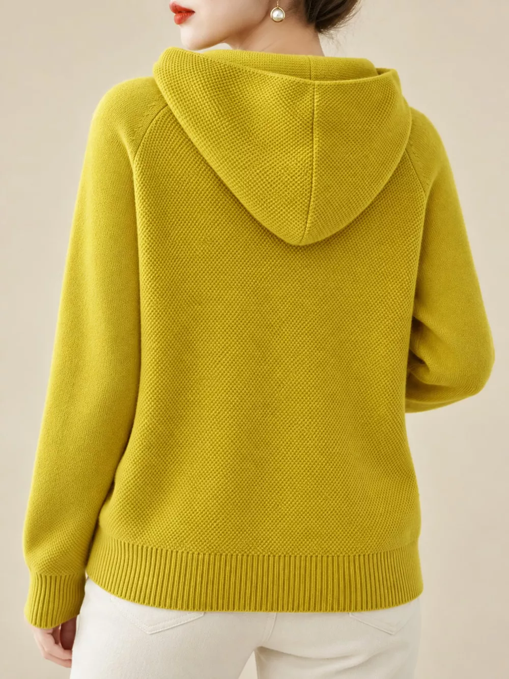 Drawstring Long Sleeve Hooded Knit Sweater, image 23