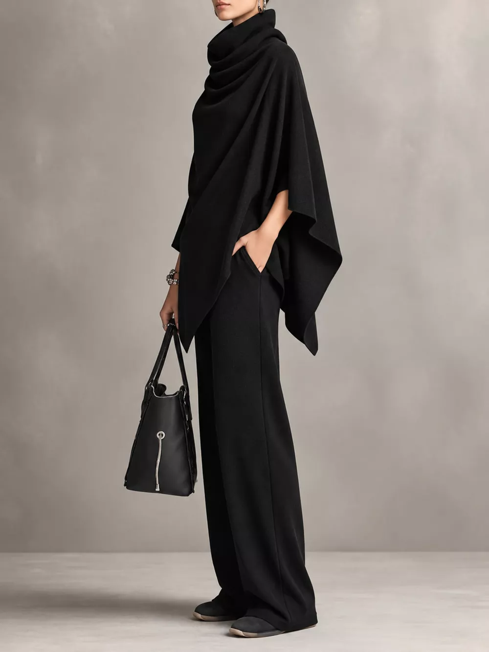 Full Size Turtleneck Poncho and Wide-Leg Pants Set Plus Size, image 15