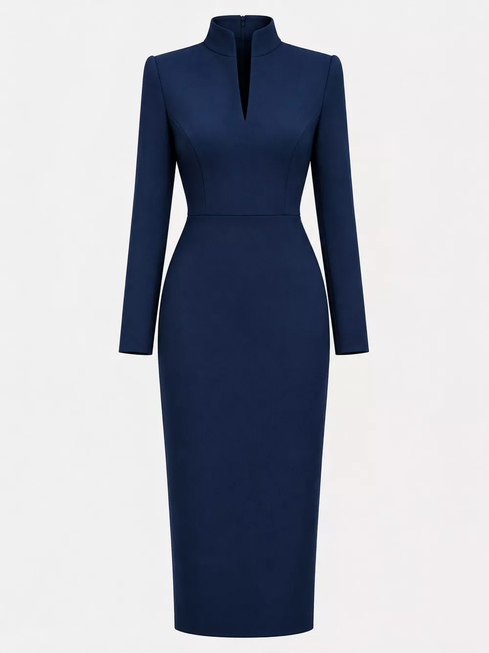 Full Size Stand-Collar Long-Sleeve Midi Dress Plus Size, image 25