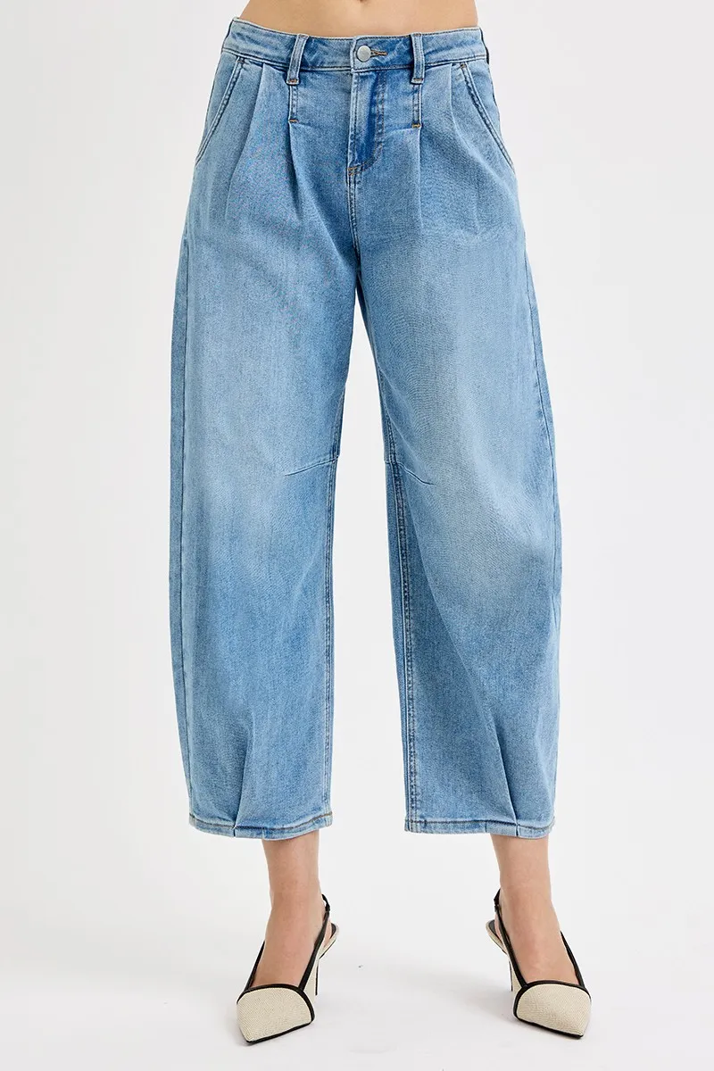 Full Size Mid Rise Fit Crop Wide Volume Leg Jeans Plus Size, image 2
