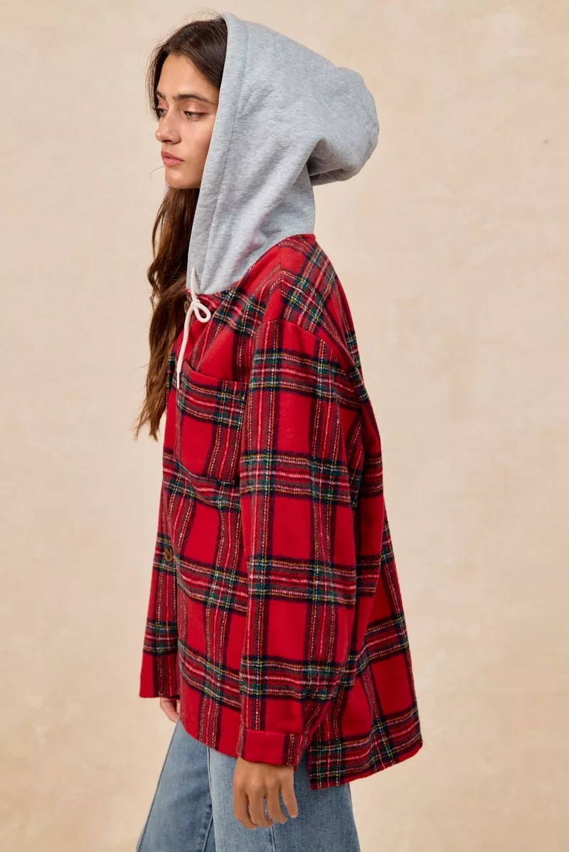 Brushed Plaid Hooded Jacket, image 17