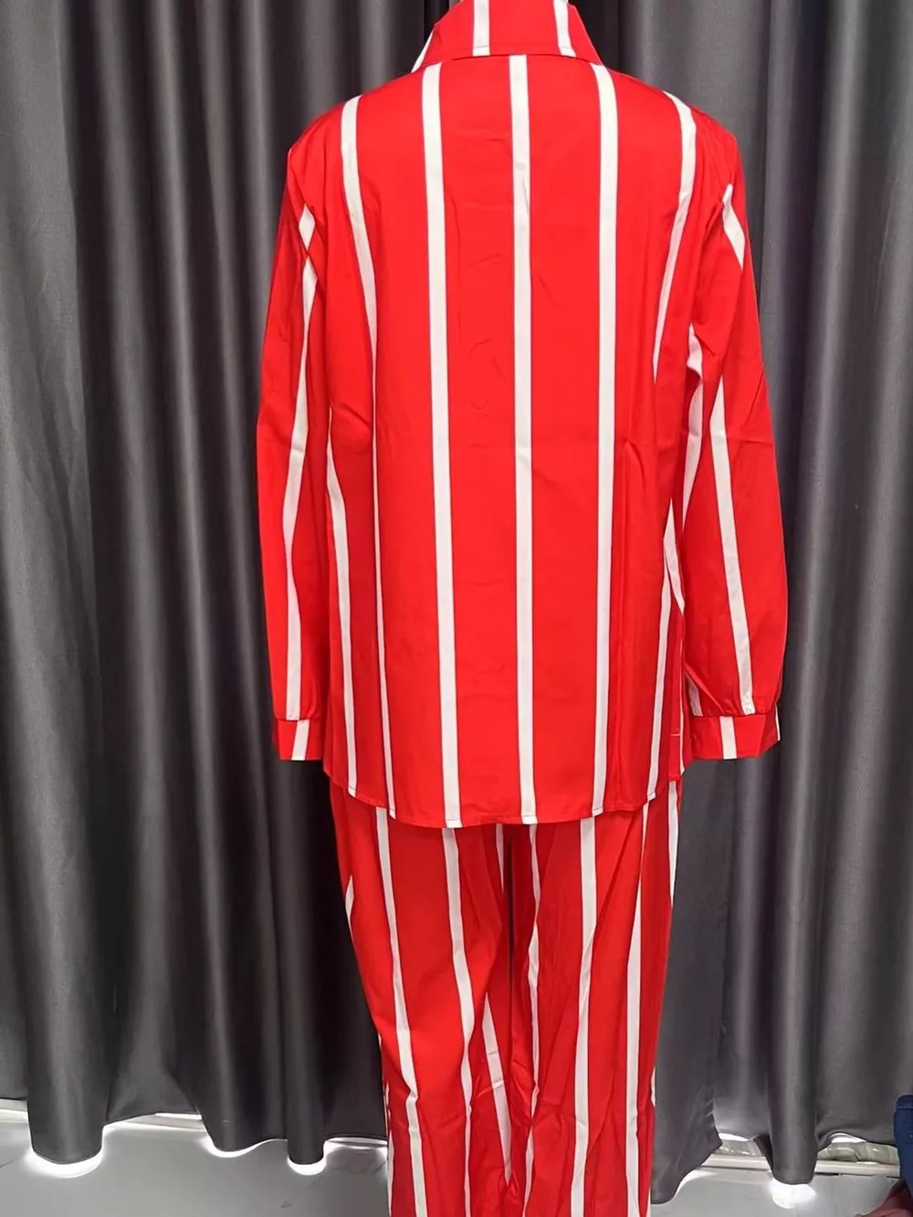 Striped Button-Down Shirt and Wide-Leg Pants Two-Piece Set, image 9