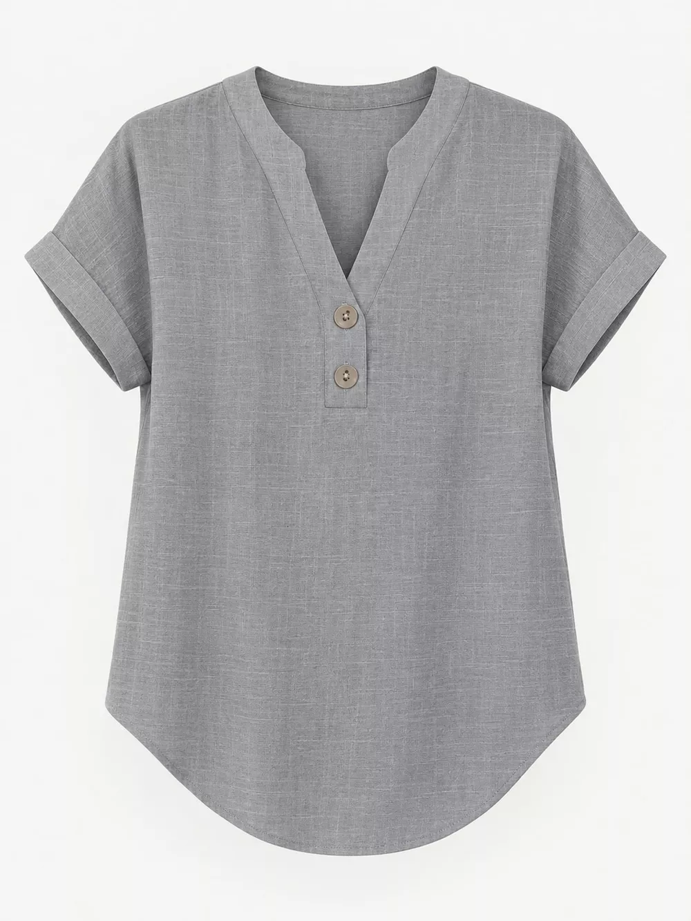 Full Size Button Detail Short Sleeve Blouse Plus Size, image 54