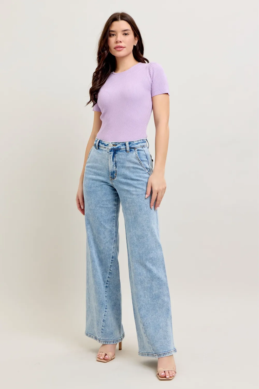 Full Size High Waist Wide Leg Jeans with Skewed Inseam Plus Size, image 3