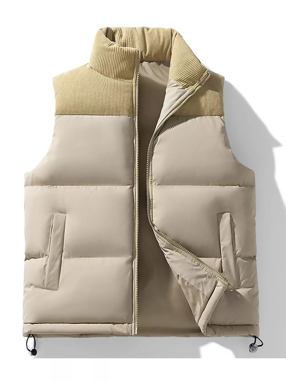 Men's Full Size Corduroy Patchwork Puffer Vest Plus Size