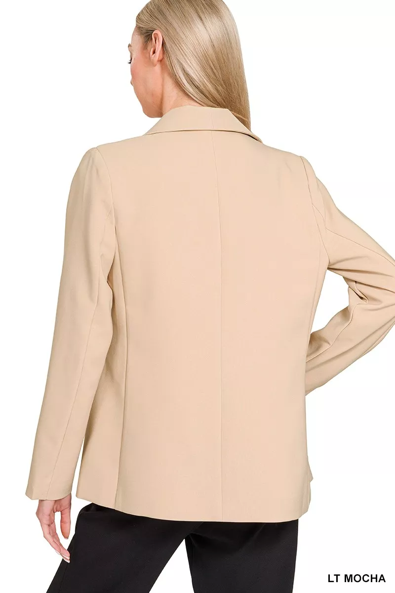 Woven Long Sleeve Blazer With Lining, image 4
