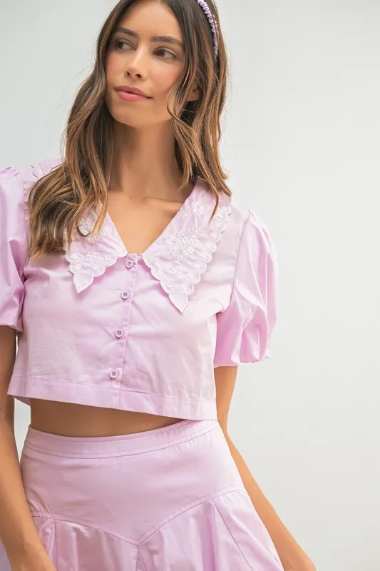 Puff Sleeve Button Down Top and Bubble Skirt Set, image 8