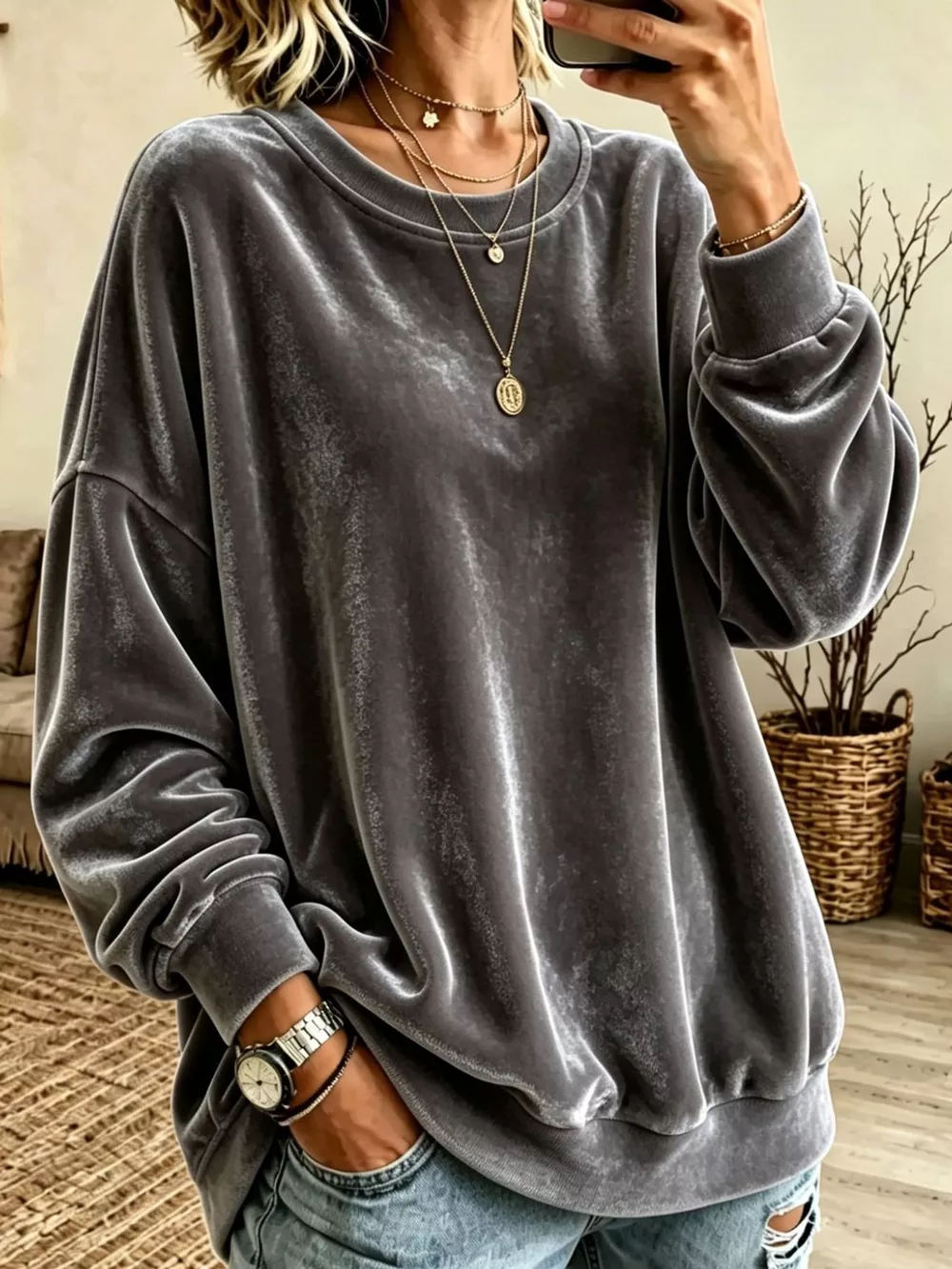 Full Size Crew Neck Drop Shoulder Sweatshirt Plus Size, image 26
