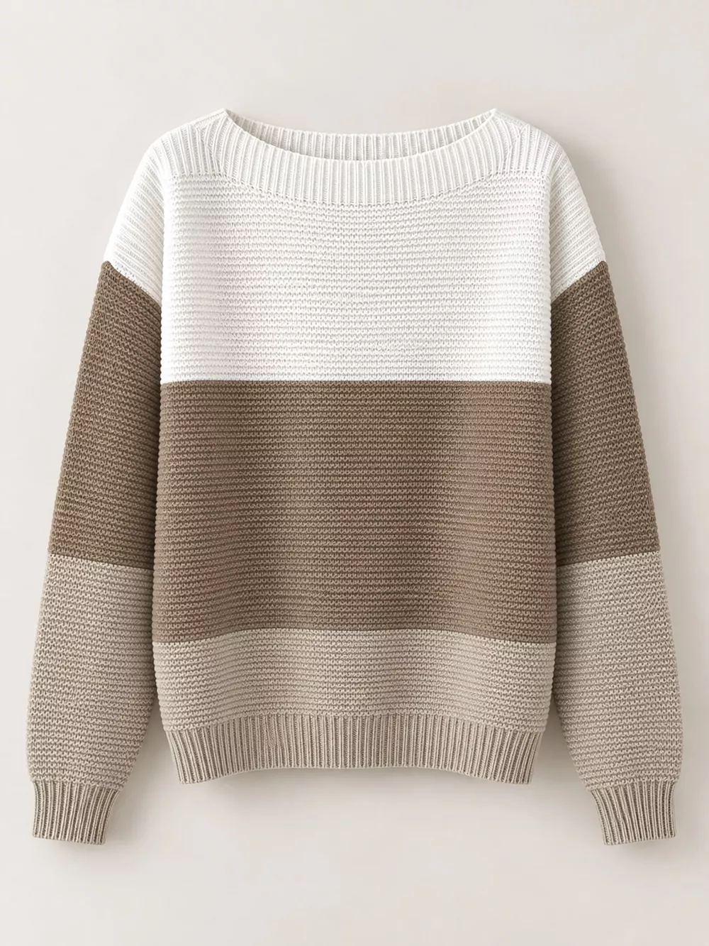 Full Size Color-Block Boat Neck Sweater Plus Size, image 17