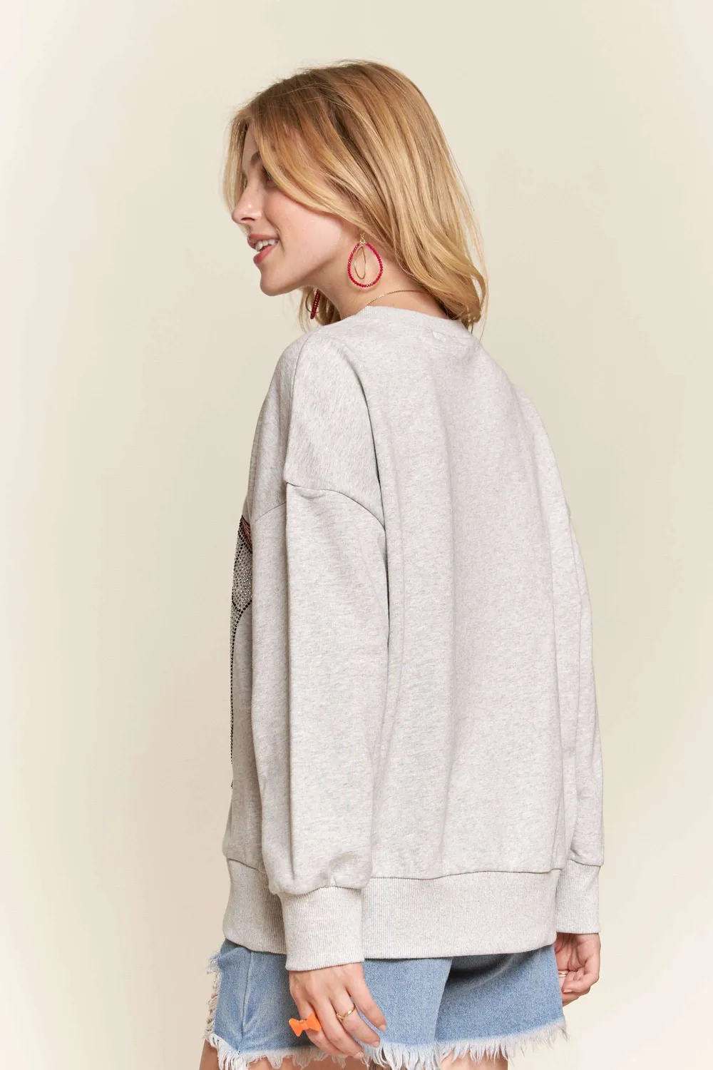 Rhinestone Accent Casual Sweatshirt, image 5