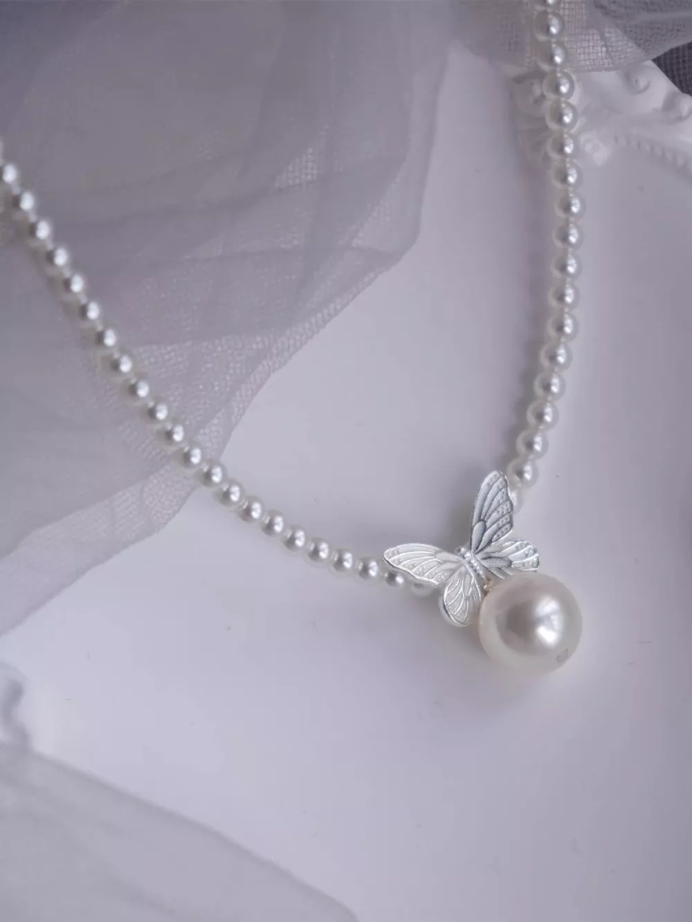 Pearl Butterfly Pendant Necklace, image 6