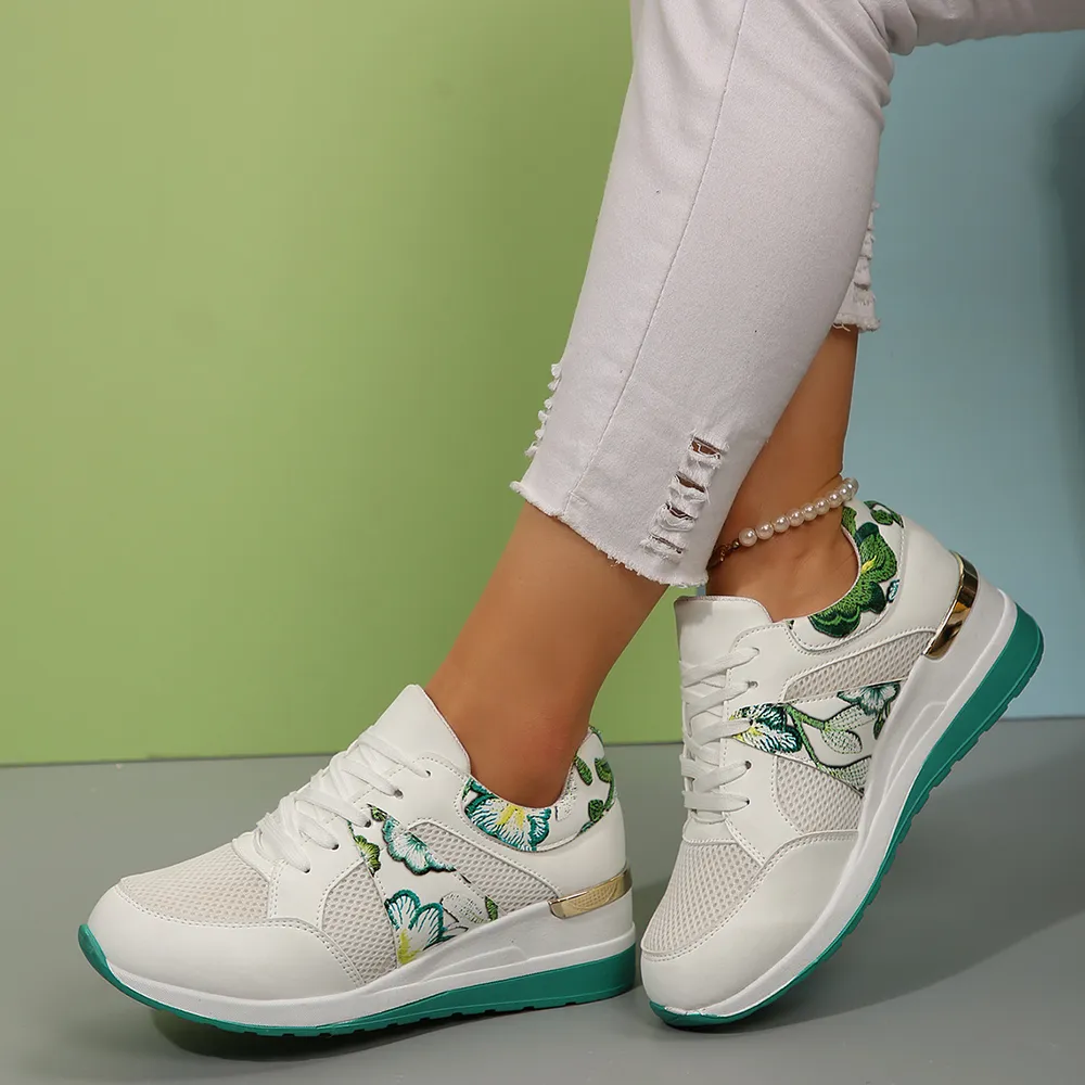 Floral Mesh Wedge Athletic, image 4