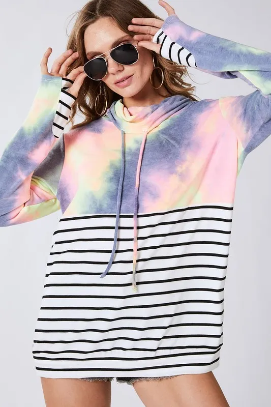 Tie Dye French Terry Cowl Neck Top, image 6