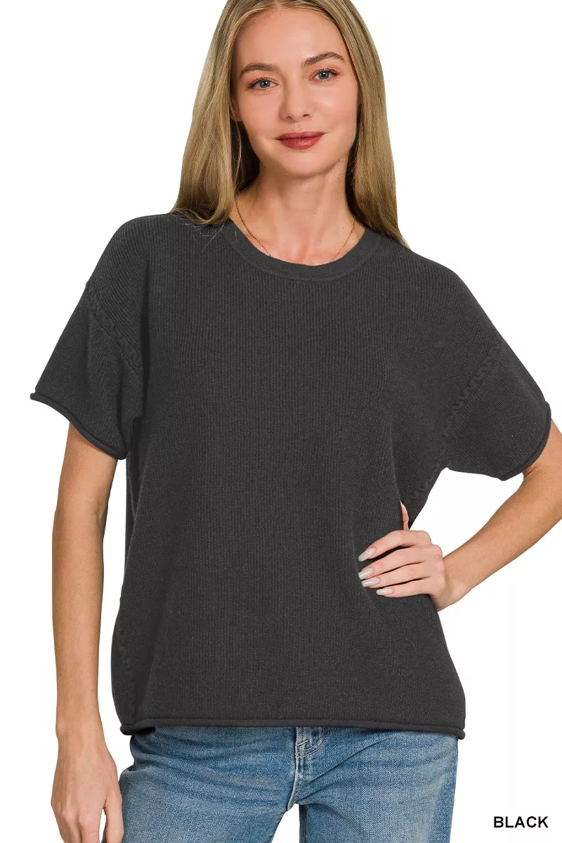 Viscose Round-neck Short Sleeve Sweater
