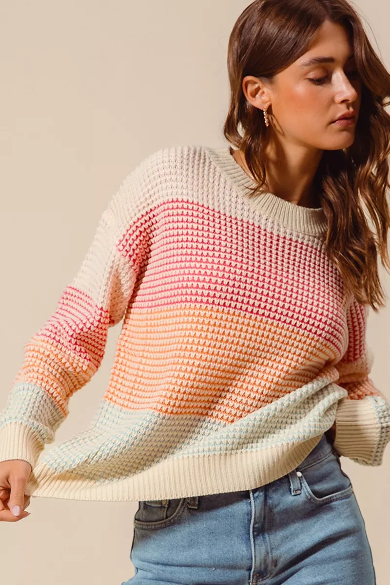 Multi Color Block Long Sleeve Sweater, image 5