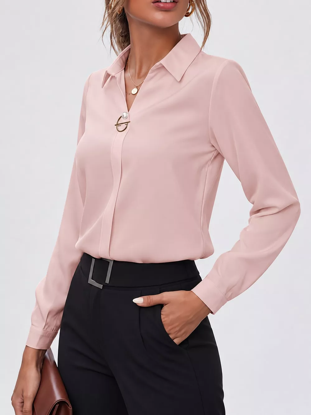 Long Sleeve Satin Blouse, image 35