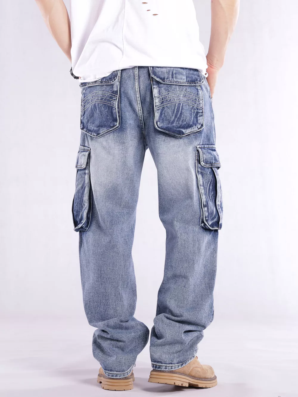 Men's Loose Fit Cargo Jeans, image 10