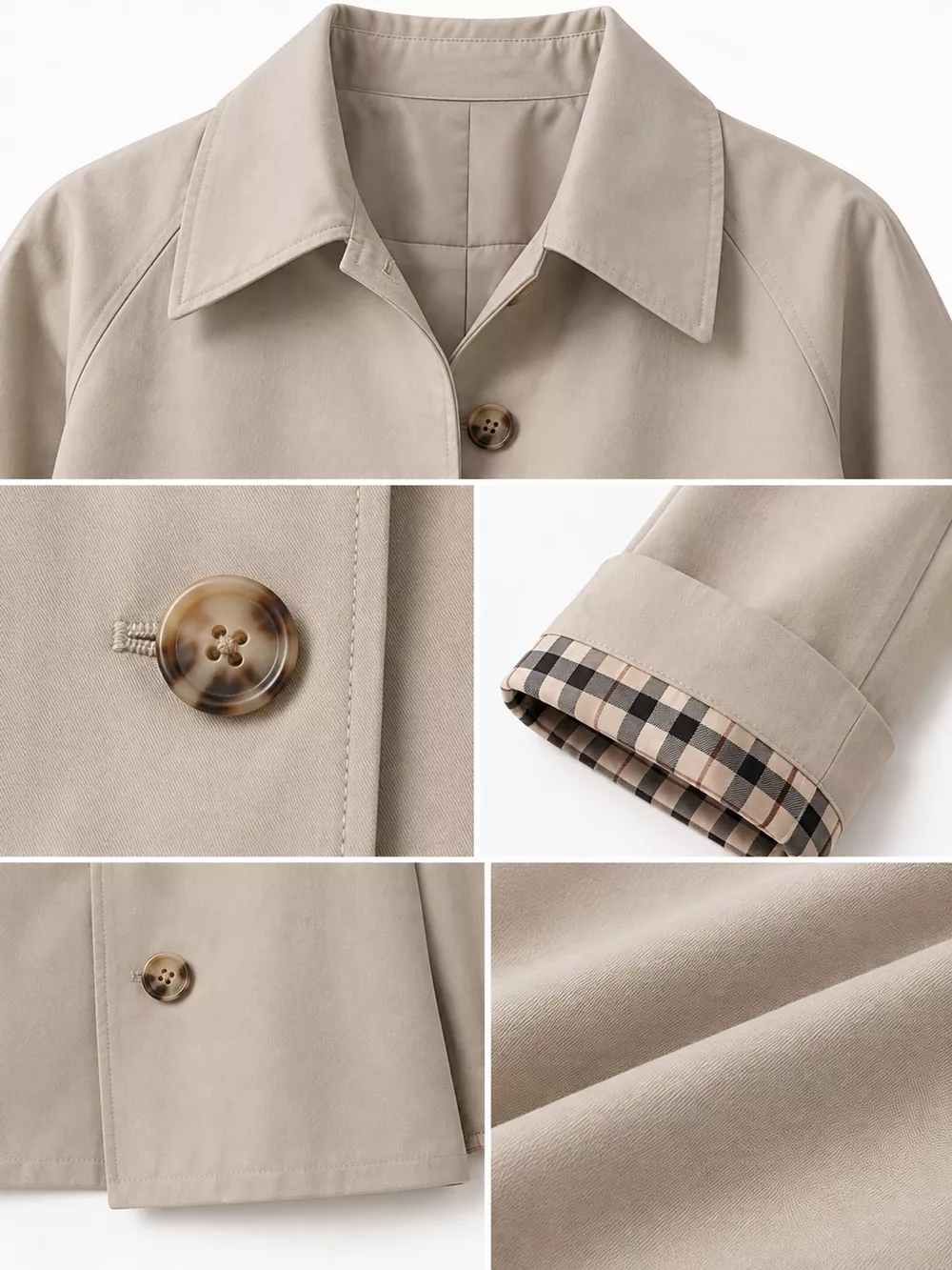 Plaid Cuffs Cropped Trench Outerwear, image 5