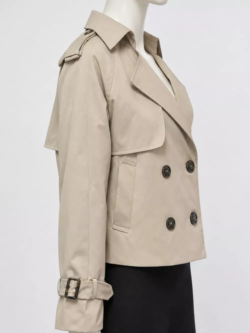Double-Breasted Cropped Trench Outerwear, image 9
