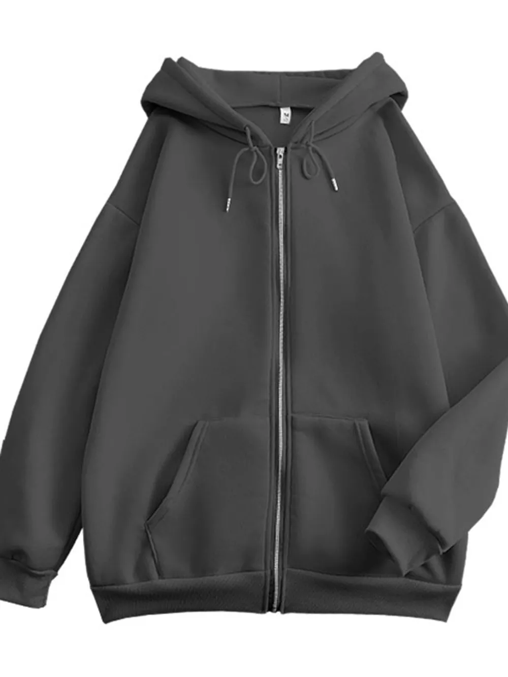 Full Size Oversized Solid Zip-Up Hoodie with Drawstring Plus Size, image 74