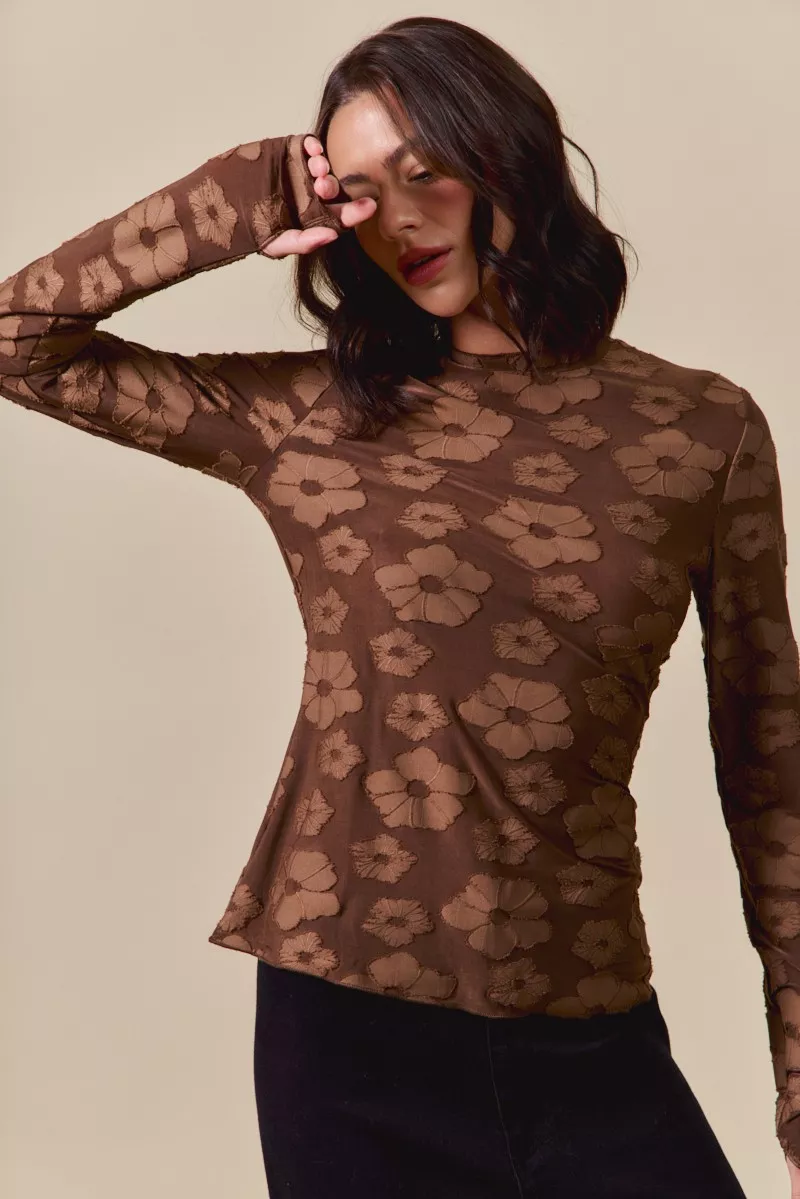 Stretched Jacquard Casual Tops with Thumb Opening, image 3