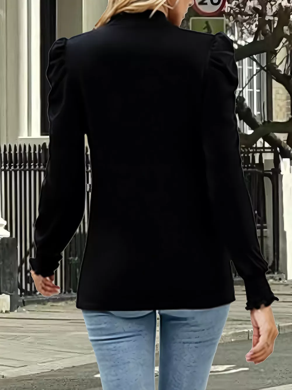 Mock Neck Puff Sleeve Blouse, image 3