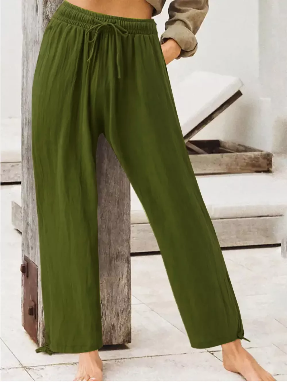 Full Size Casual Drawstring Wide-Leg Pants Plus Size, image 10