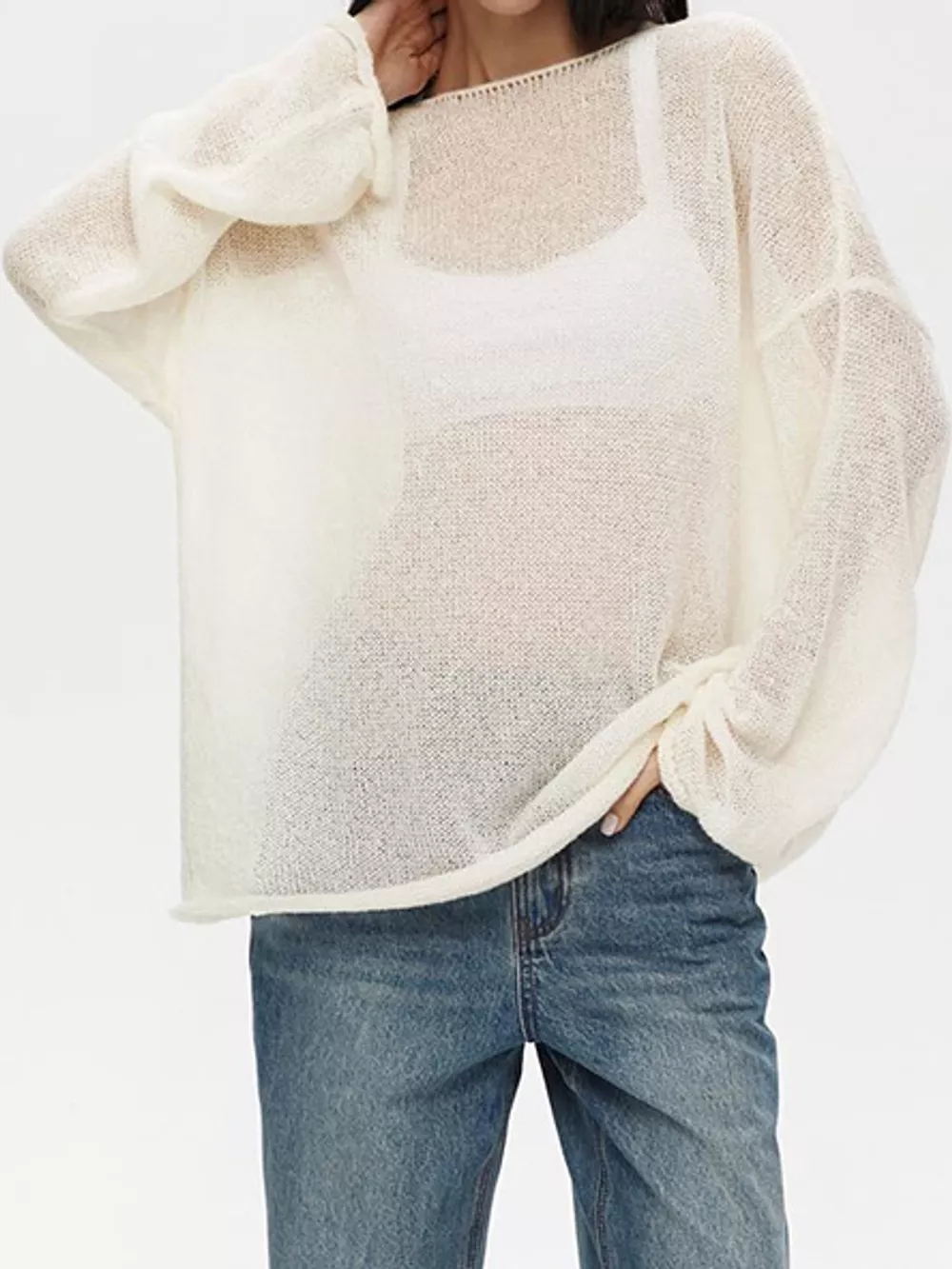 Lightweight Dropped Shoulder Knit Cover Up, image 33