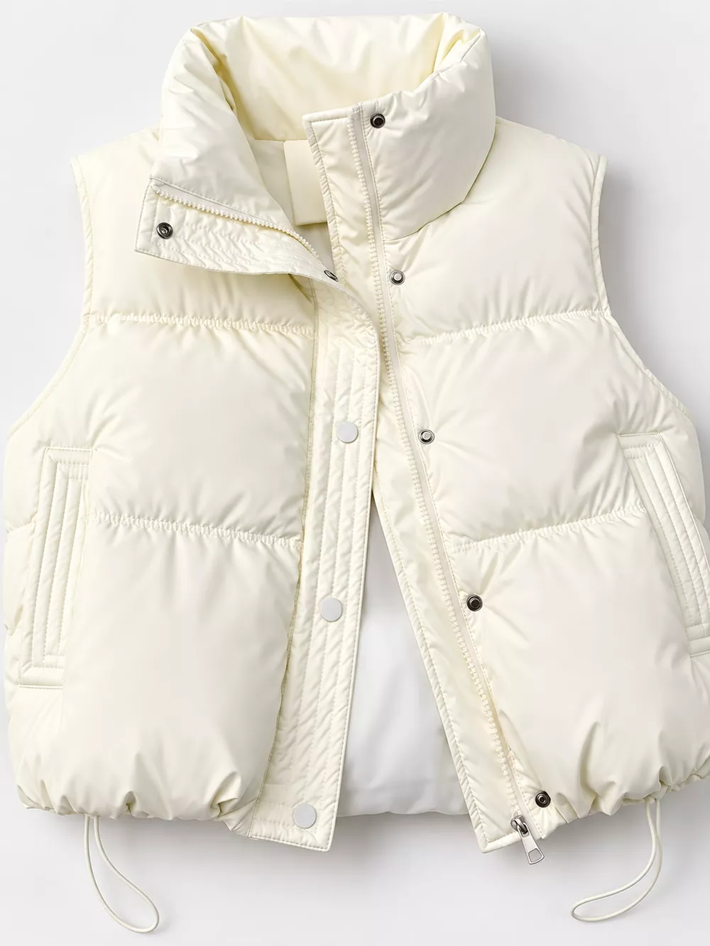 Drawstring Snap Down Puffer Vest Coat, image 15