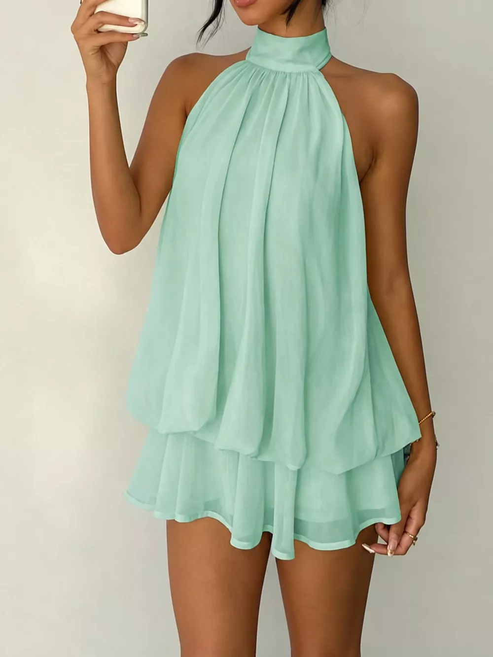 Halter Neck Ruched Mini Dress, image 63