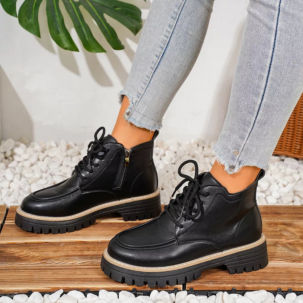 Chunky Lace-Up Combat Boots, image 4