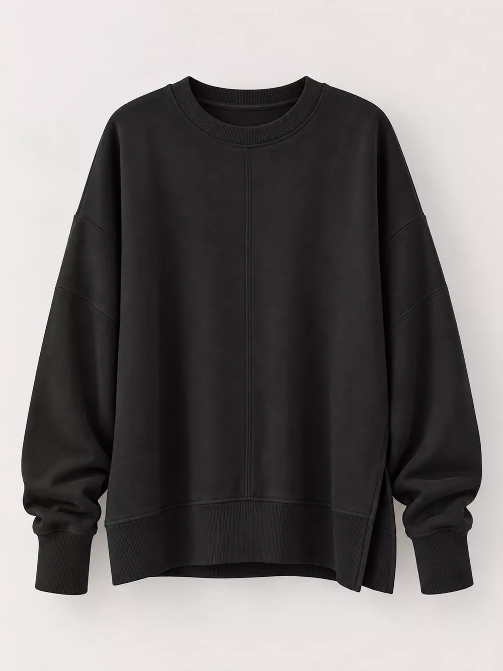 Oversized Crew Neck Sweatshirt with Side Slit, image 10