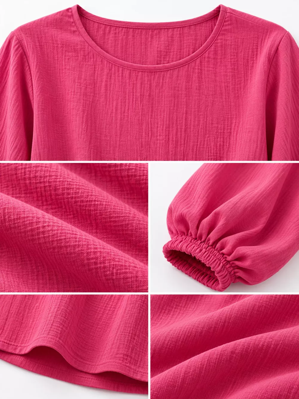 Full Size Elasticated Cuffs Long Sleeve Blouse Plus Size, image 14