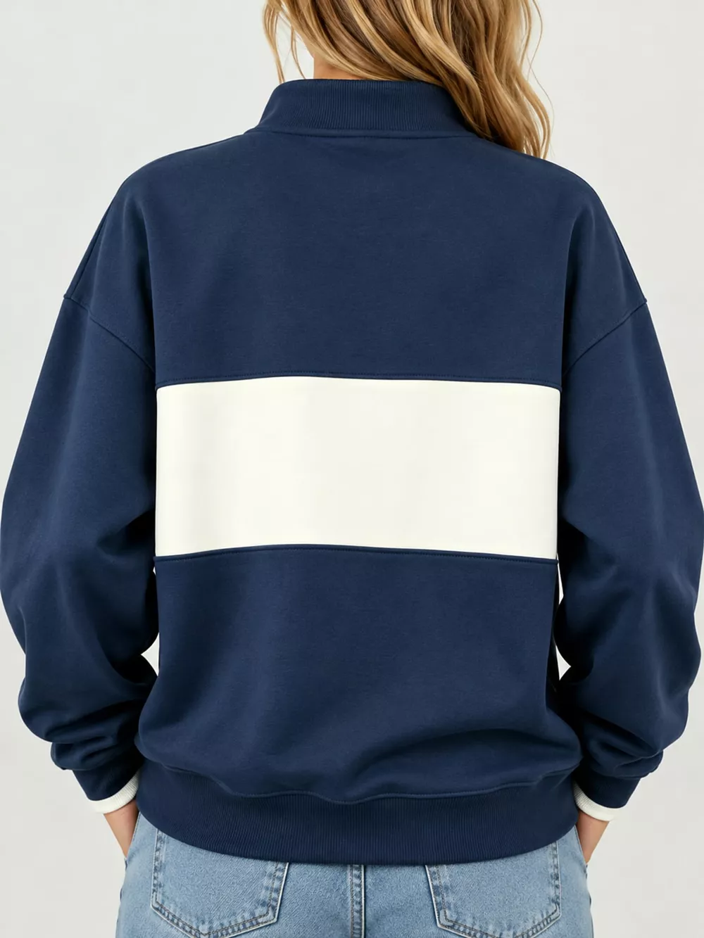 Full Size Color Block Snap-Button Sweatshirt Plus Size, image 33