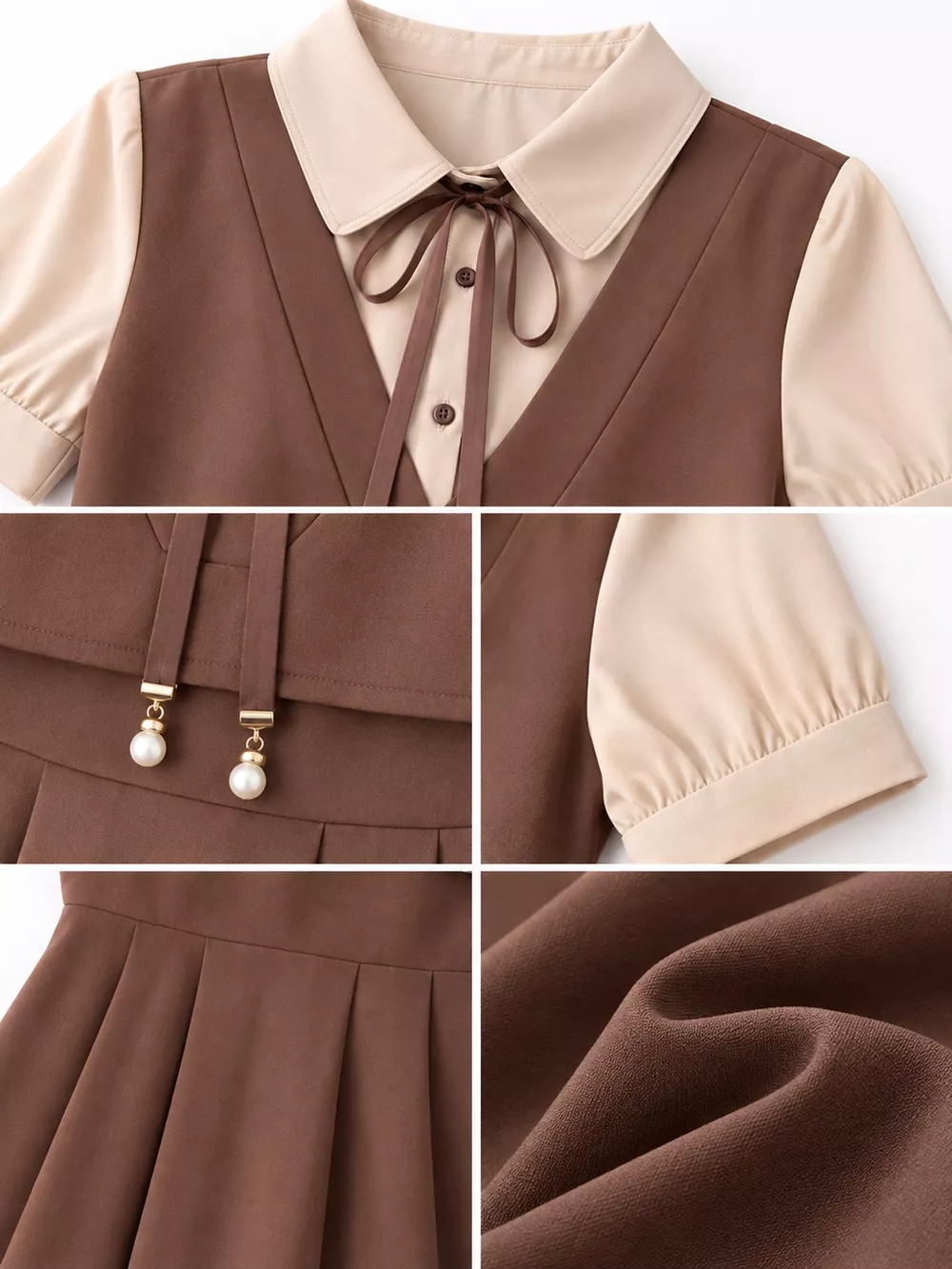 Contrast Short Sleeve Pleated Midi Dress, image 14