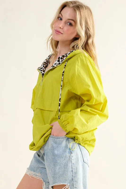 Leopard Print Hoodie Zipper Up Pocket Windbreaker, image 7
