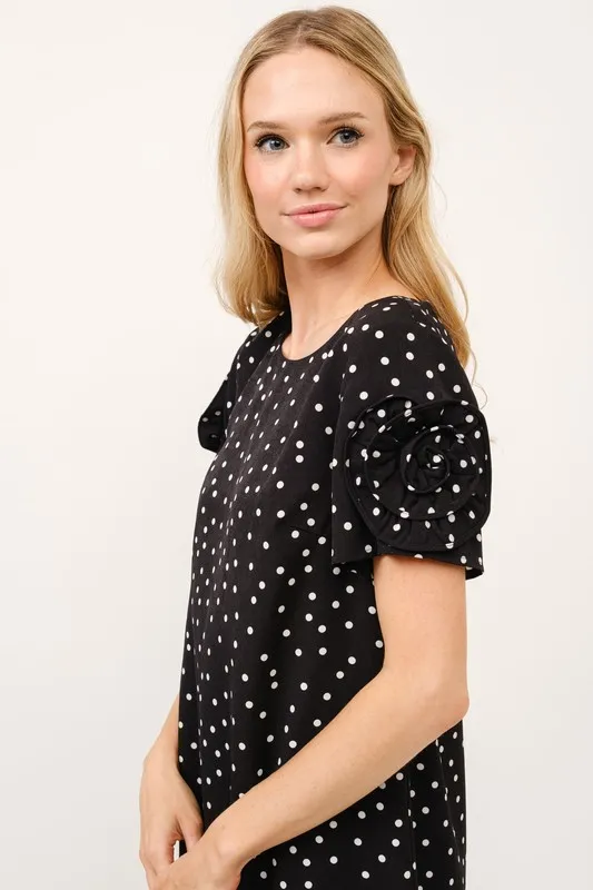 Embellished Sleeve Polka Dots Shift Dress, image 7
