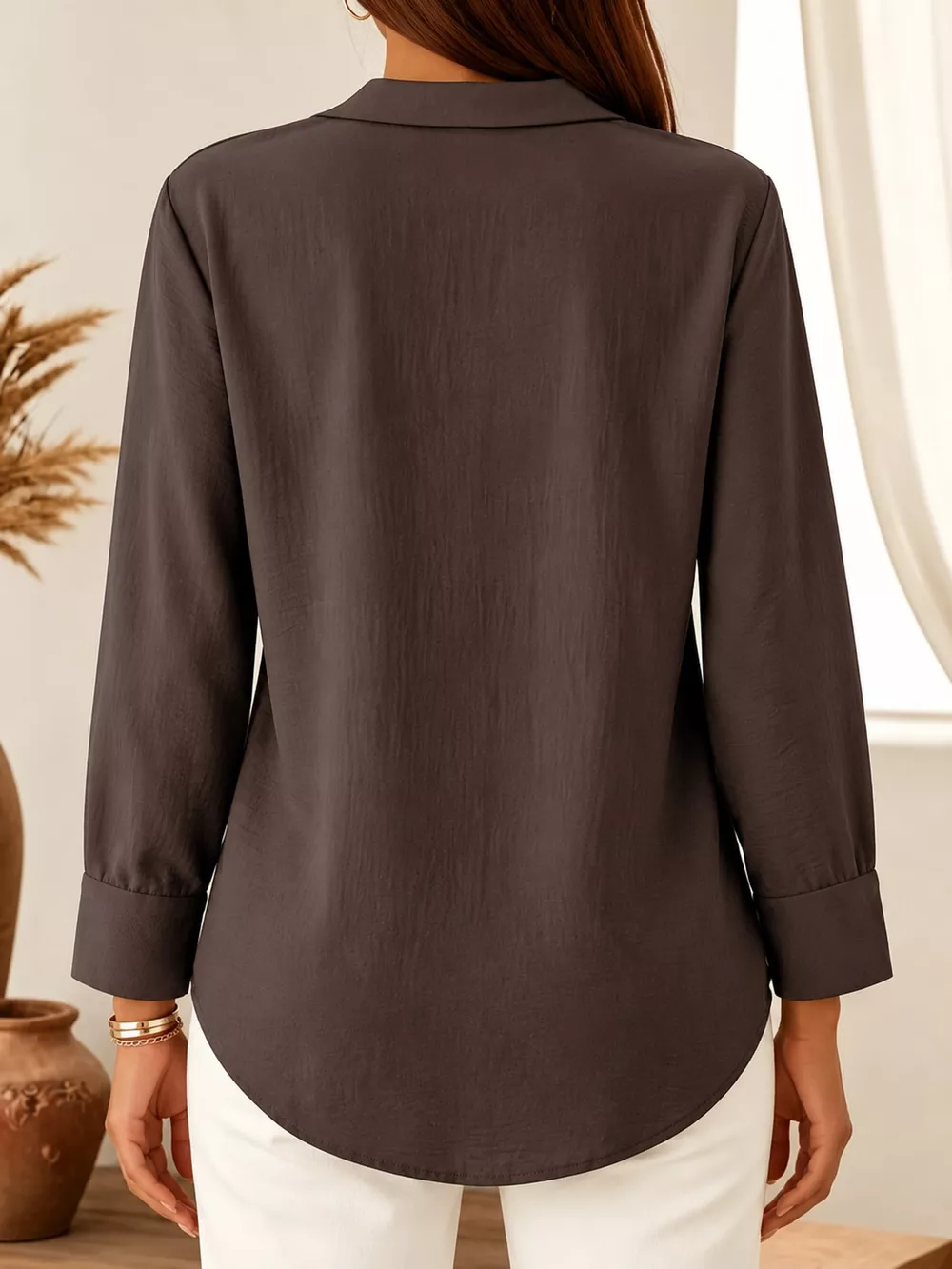 Full Size V-Neck Long Sleeve Blouse Plus Size, image 22