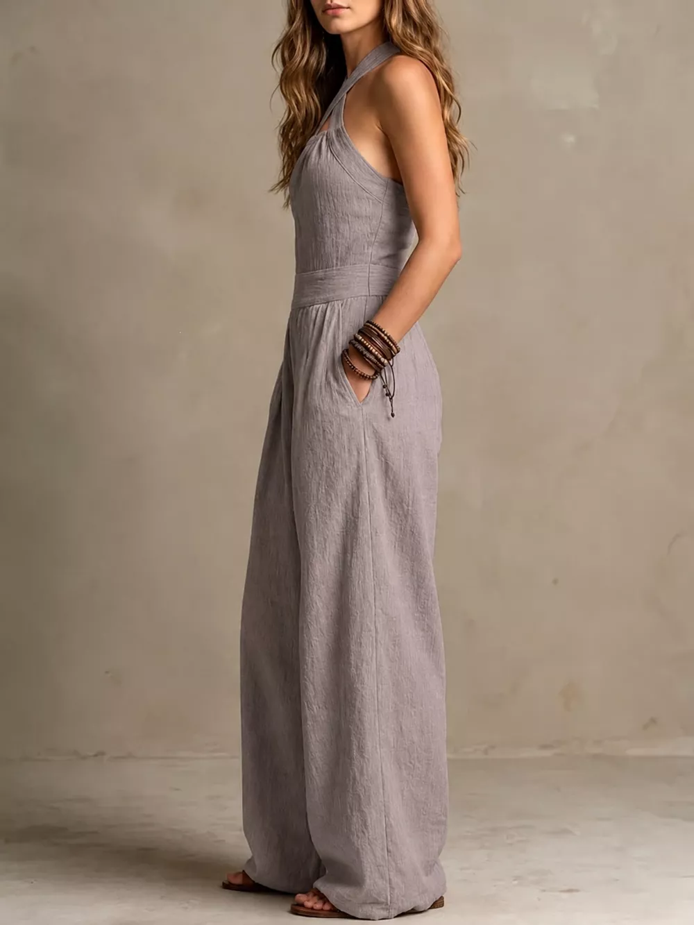 Full Size Halter Neck Wide-Leg Jumpsuit Plus Size, image 49